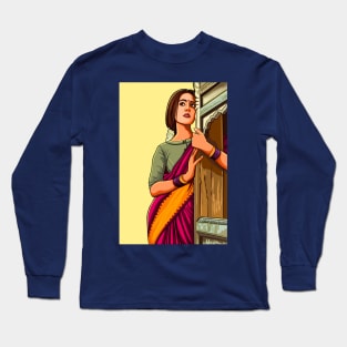 Elegant Indian Beauty in Saree - Indian woman - Desi Girl Long Sleeve T-Shirt